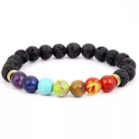 Lava Stone Chakra Bead Bracelets