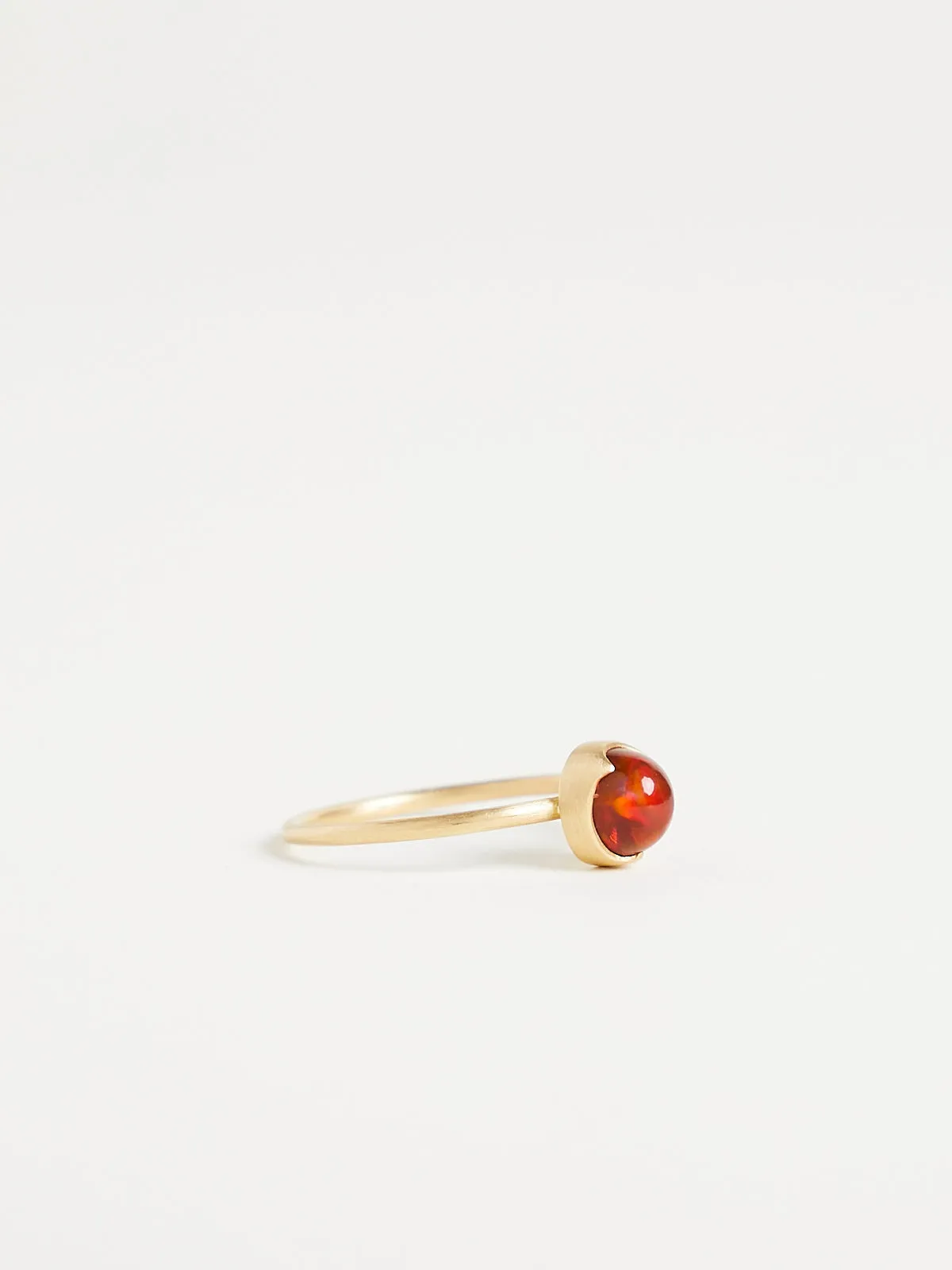 0.75ct Orange Mexican Fire Opal Ring in 18k Yellow Gold