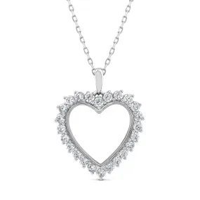 10ct White Gold Luminesce Lab Grown Heart 0.95Carat Diamond Pendant