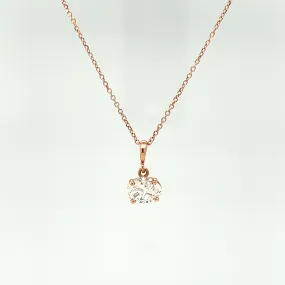 14k Rose Gold .90CTW Modern Diamond Solitaire Pendant