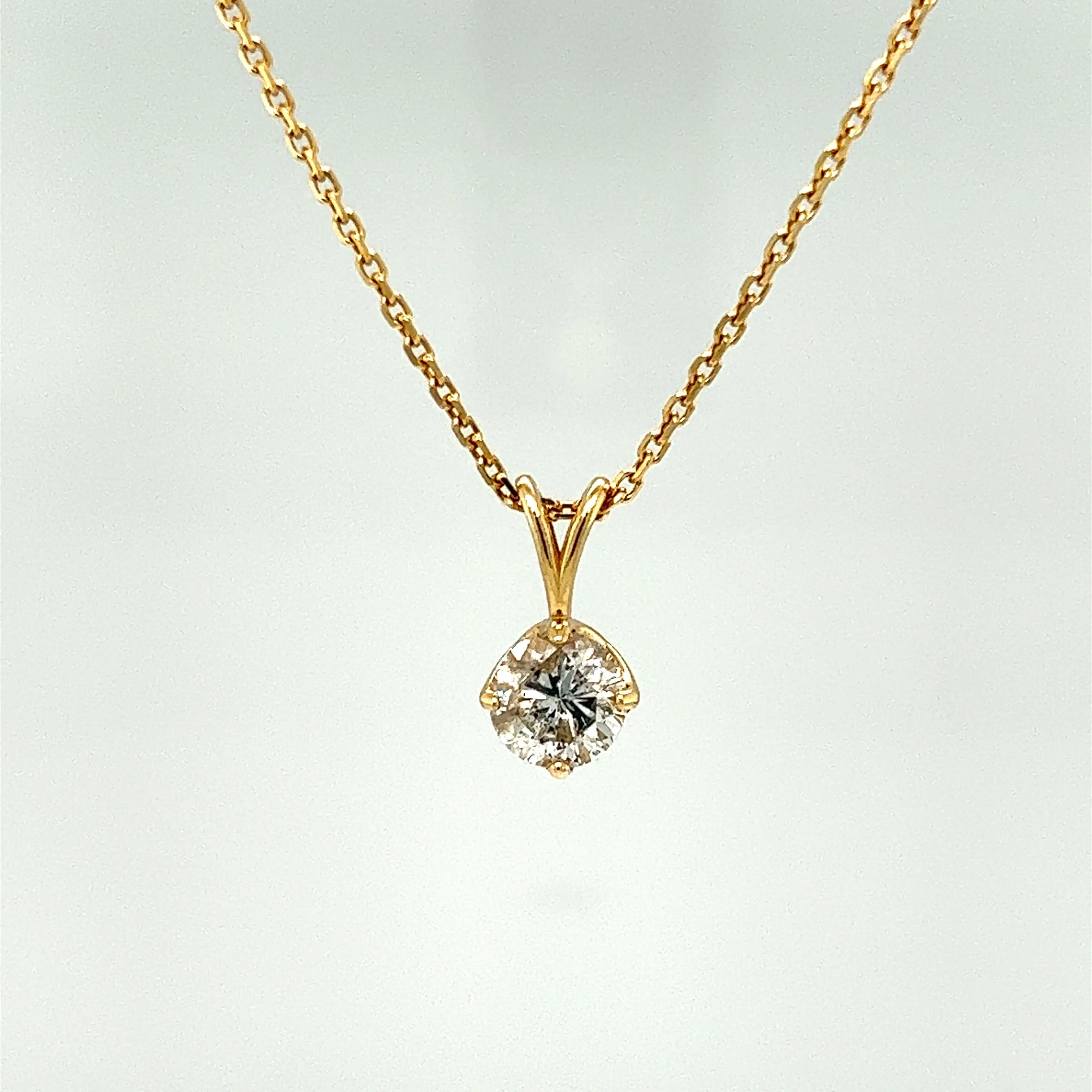 14k Yellow Gold 1.50CT Classic Diamond Solitaire Pendant