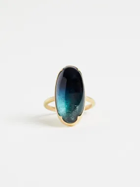 17ct Oval Indicolite Ring in 18k Yellow Gold