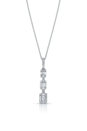 18 kt White Gold Baguette Diamond Cluster Pendant