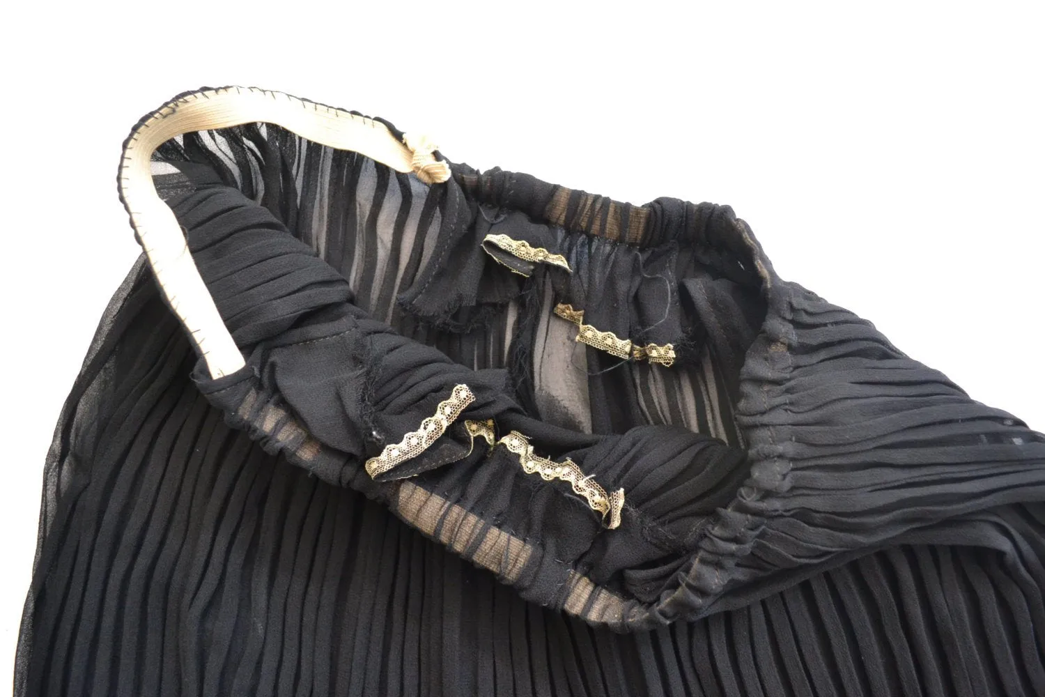 1920s Black Sheer Long Skirt