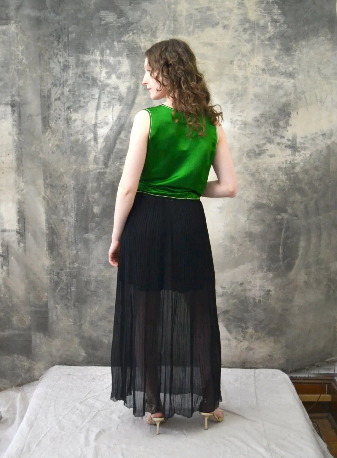 1920s Black Sheer Long Skirt