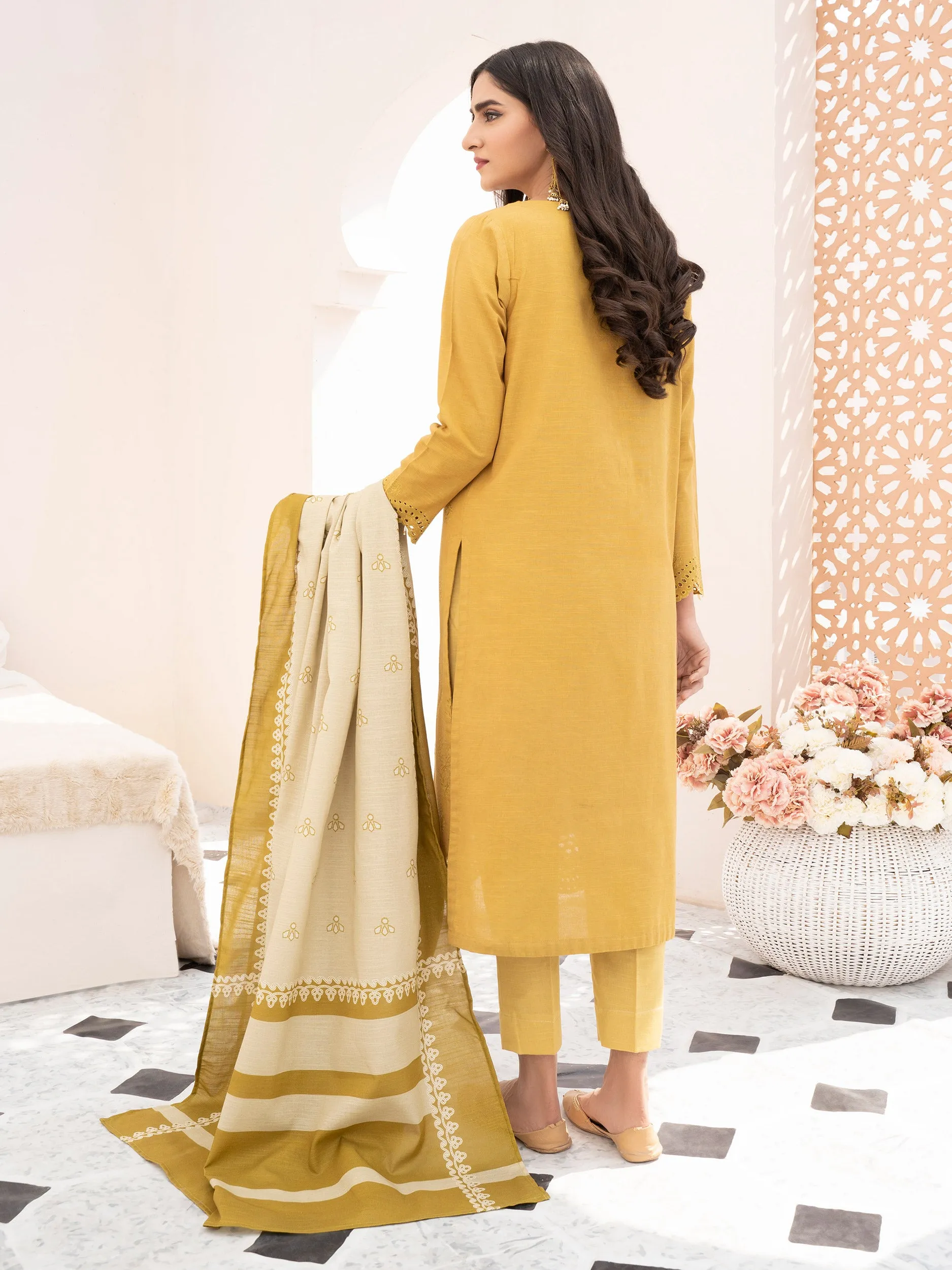 2 Piece Khaddar Suit-Unstitched Embroidered