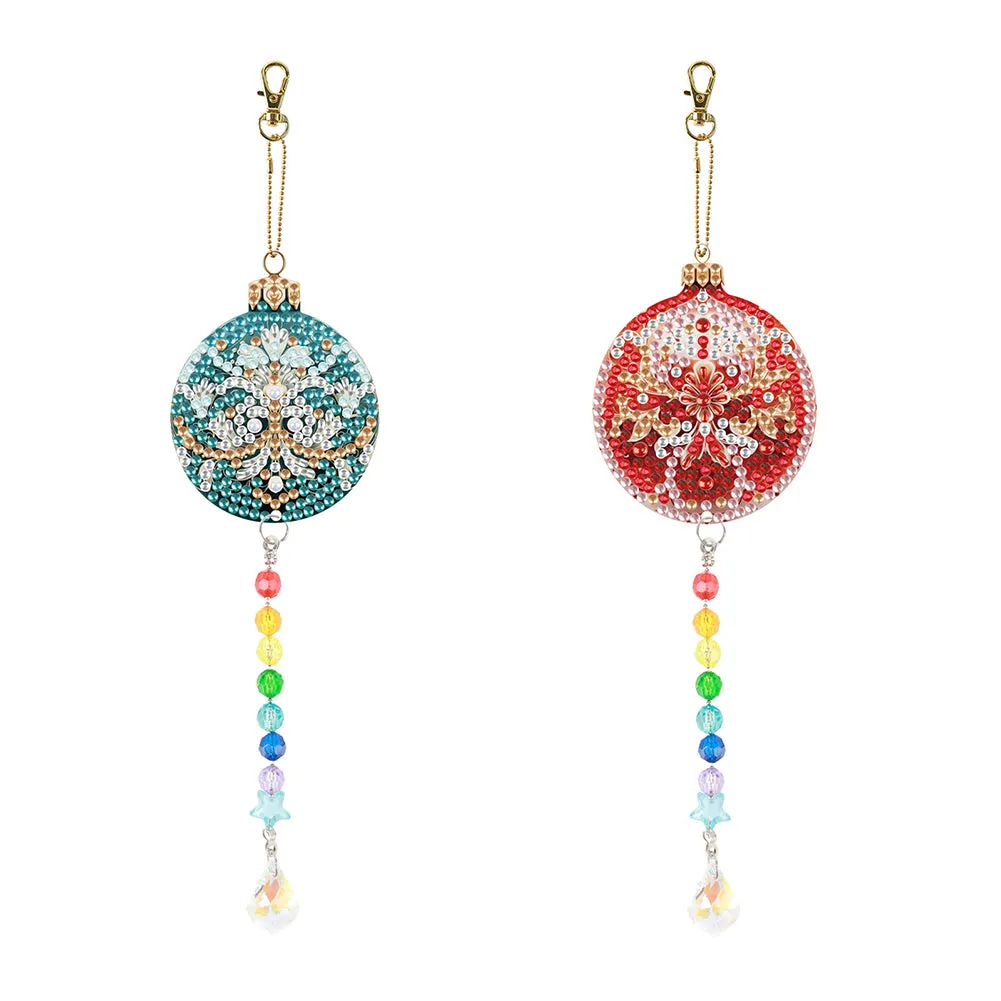 2PCS Suncatcher Diamond Painting Hanging Decor for Kid DIY Craft (Xmas Ball #9)