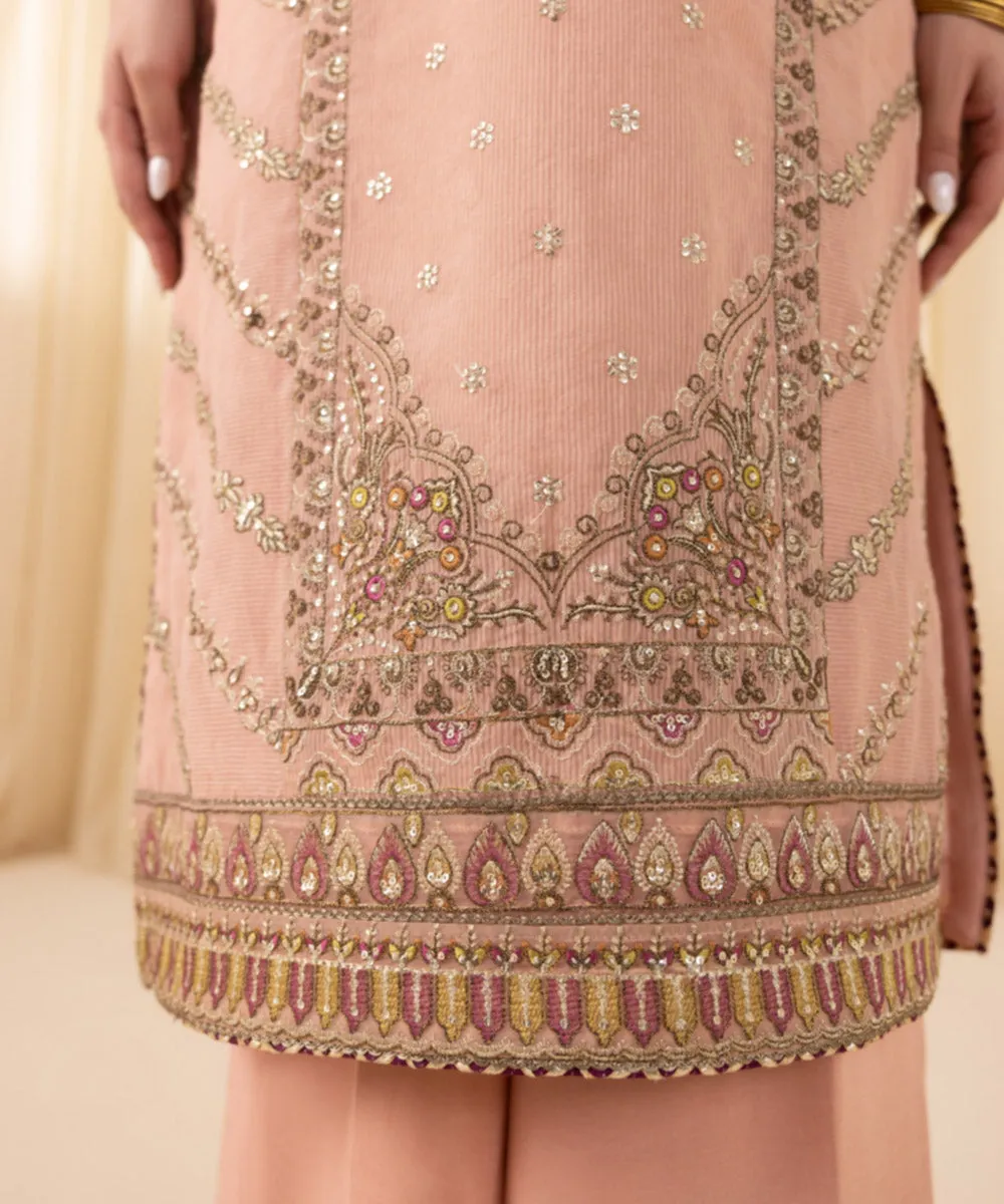 3 Piece -  Embroidered Karandi Suit