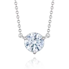 3-Prong Round Diamond Solitaire Pendant, 1 Carat Diamond Size