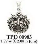 A solemn symbol of the natural world’s endless cycle ~ Sterling Silver Green Man Pendant Jewelry TPD983