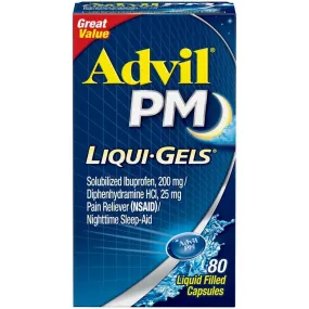 Advil PM Liqui-Gels Pain Reliever/Nighttime Sleep Aid Liquid Filled Capsules Ibuprofen - 80 ct.