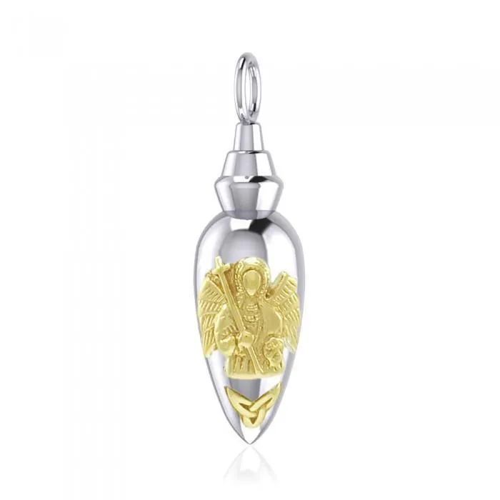 Archangel Gabriel Triquetra Silver and Gold Vial Pendant MPD4066