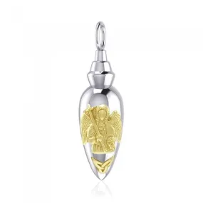 Archangel Gabriel Triquetra Silver and Gold Vial Pendant MPD4066