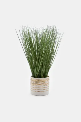 Artificial Grass Plant In Ceramic Pattern Pot