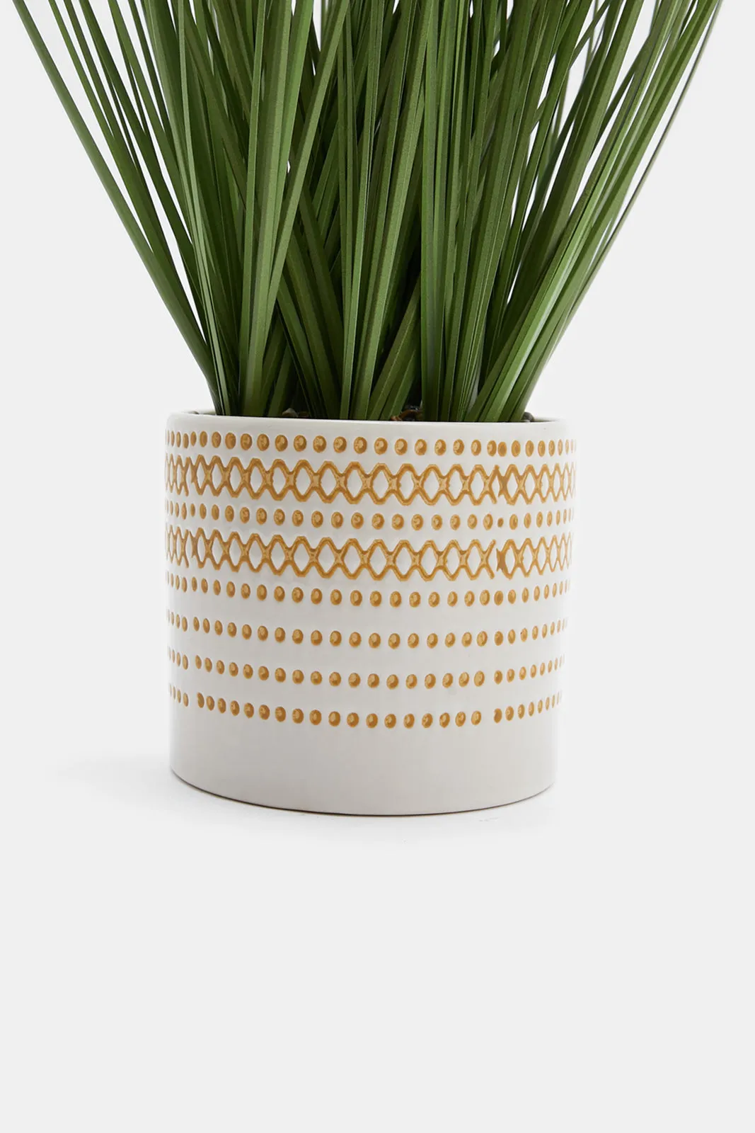 Artificial Grass Plant In Ceramic Pattern Pot