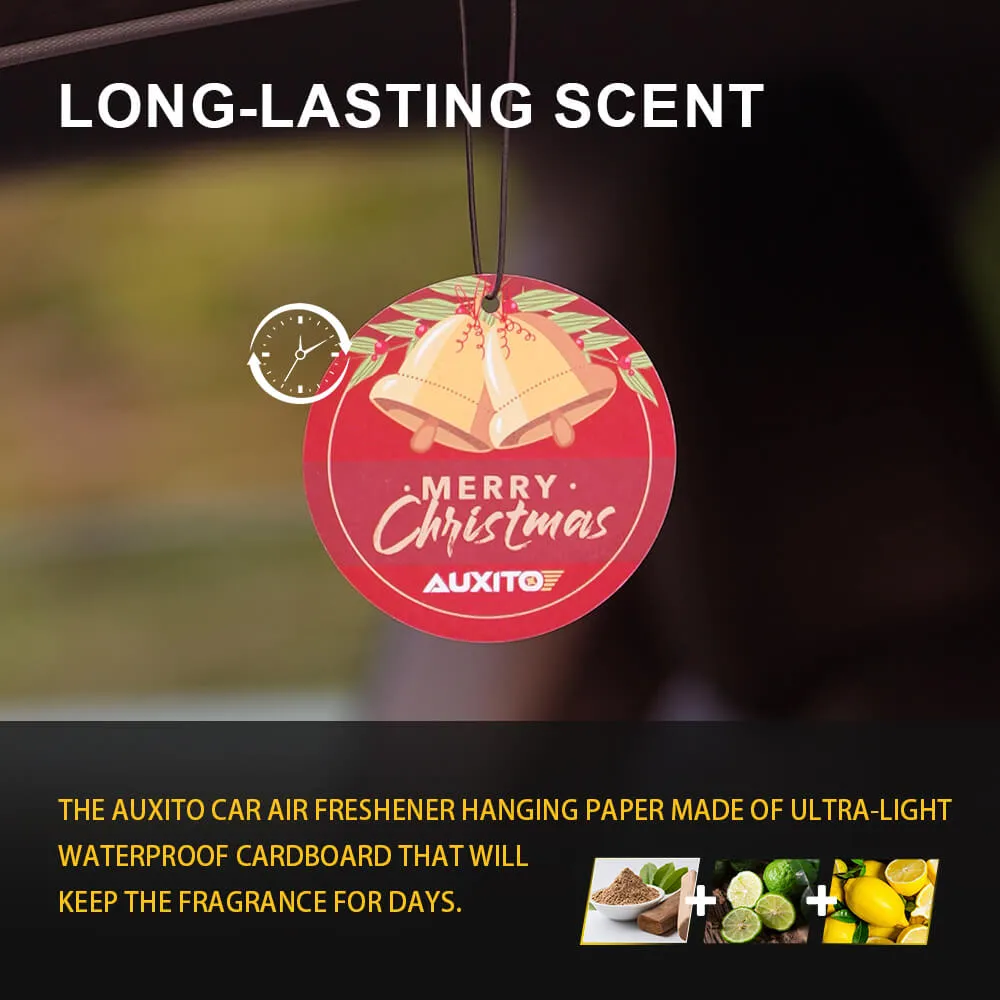 AUXITO Car Air Freshener Hanging Paper Long-Lasting Fragrance Sandalwood Bergamot Lemon Scent - 4pcs