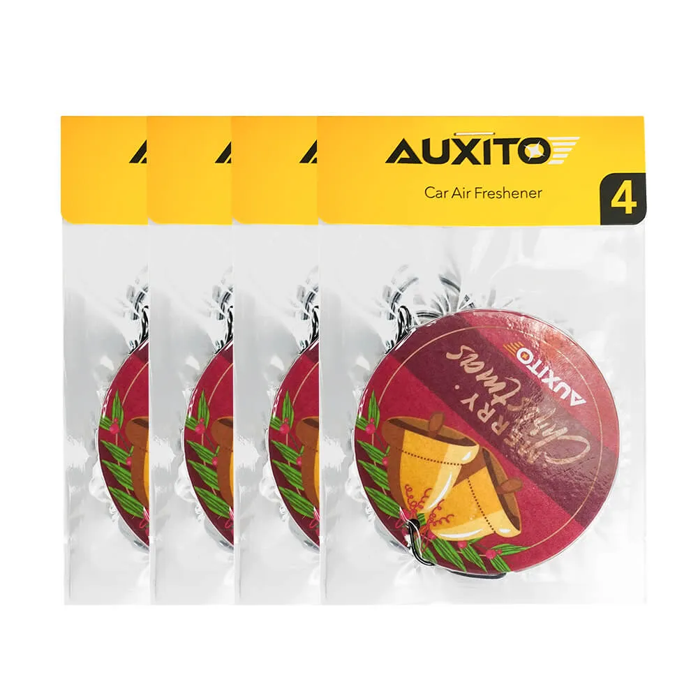 AUXITO Car Air Freshener Hanging Paper Long-Lasting Fragrance Sandalwood Bergamot Lemon Scent - 4pcs