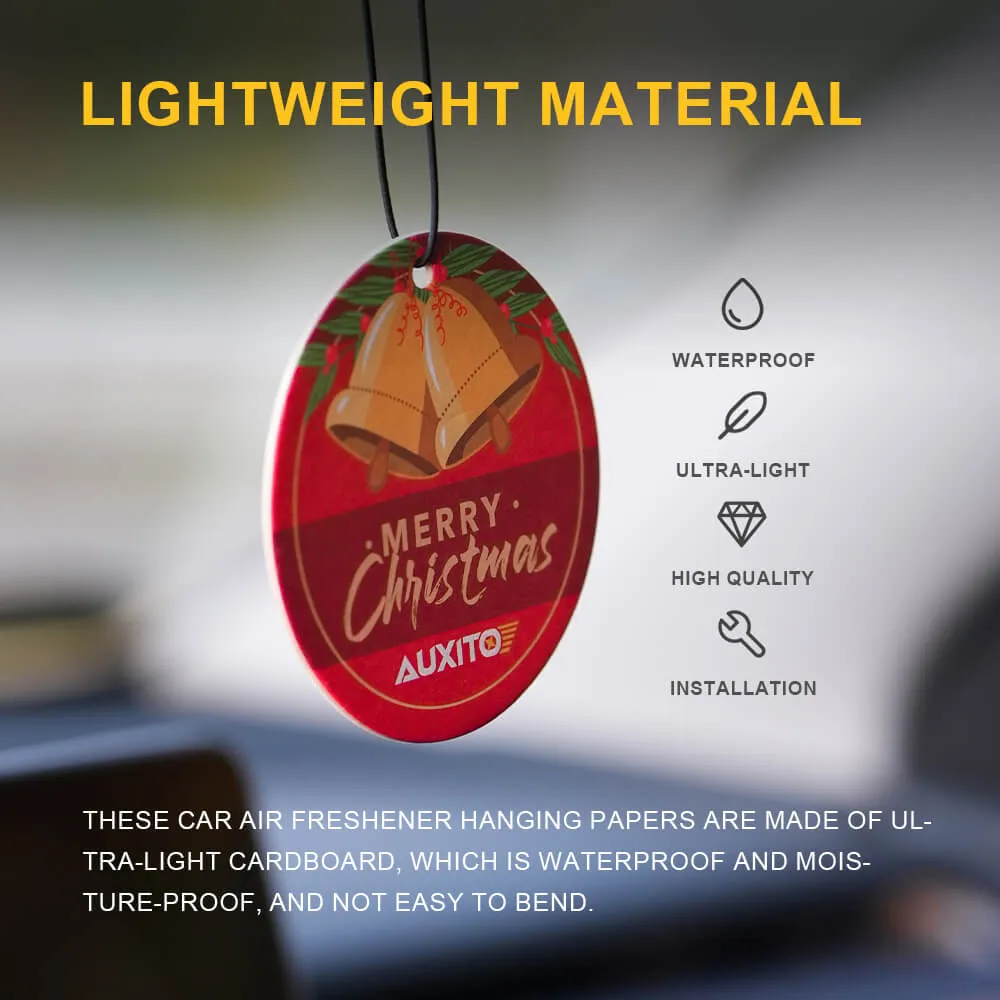 AUXITO Car Air Freshener Hanging Paper Long-Lasting Fragrance Sandalwood Bergamot Lemon Scent - 4pcs