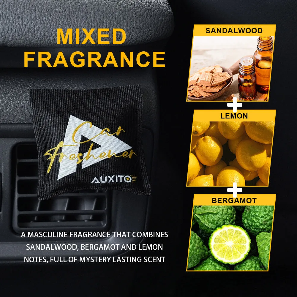 AUXITO Car Air Freshener Vent Clip - Provides Lasting Scent for Auto or Home, Sandalwood Bergamot Lemon Sachet Bags (1pc)