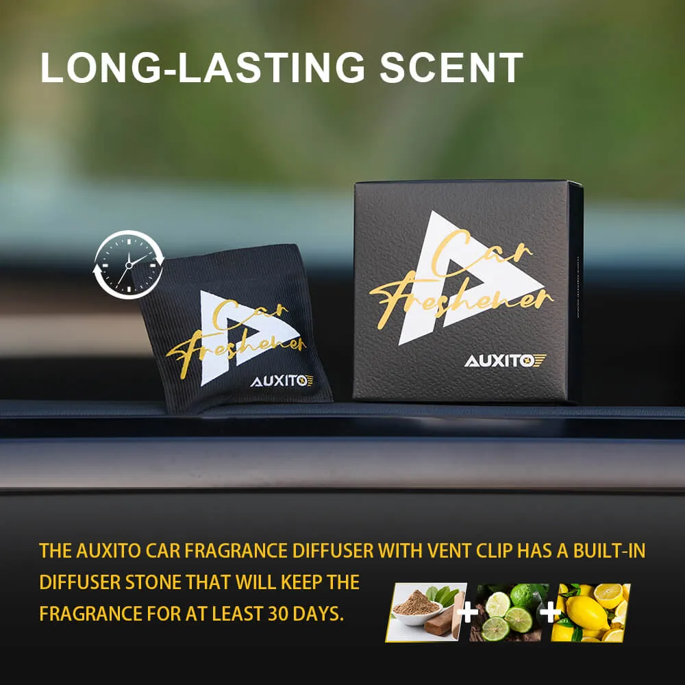 AUXITO Car Air Freshener Vent Clip - Provides Lasting Scent for Auto or Home, Sandalwood Bergamot Lemon Sachet Bags (1pc)