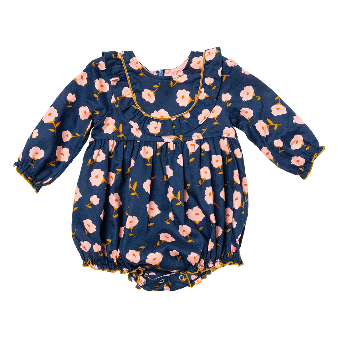 Baby Girls Eileen Bubble - Navy Flower Toss