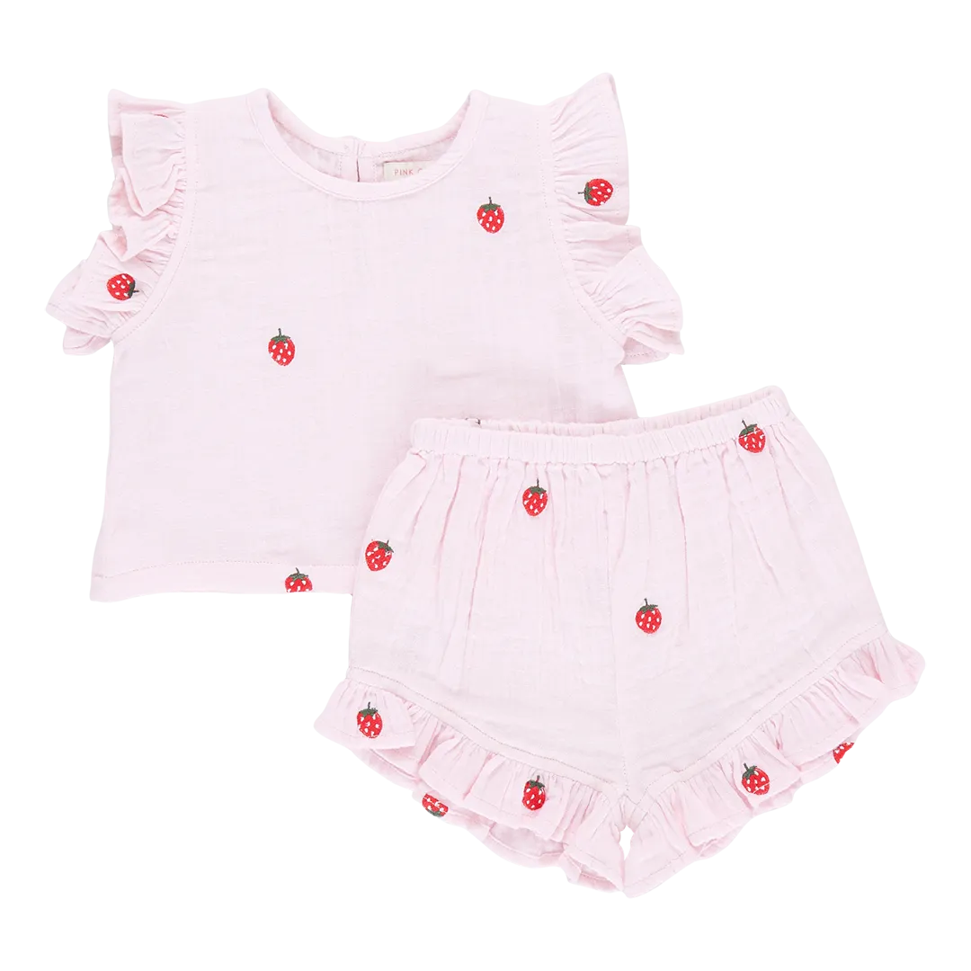 Baby Girls Roey 2-Piece Set - Strawberry Embroidery