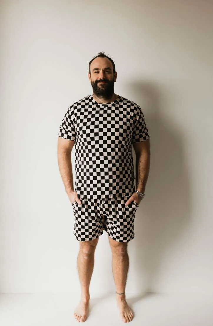 Black Checkerboard | Adult Bamboo Short Pajamas