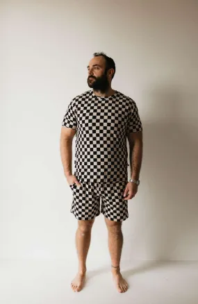 Black Checkerboard | Adult Bamboo Short Pajamas