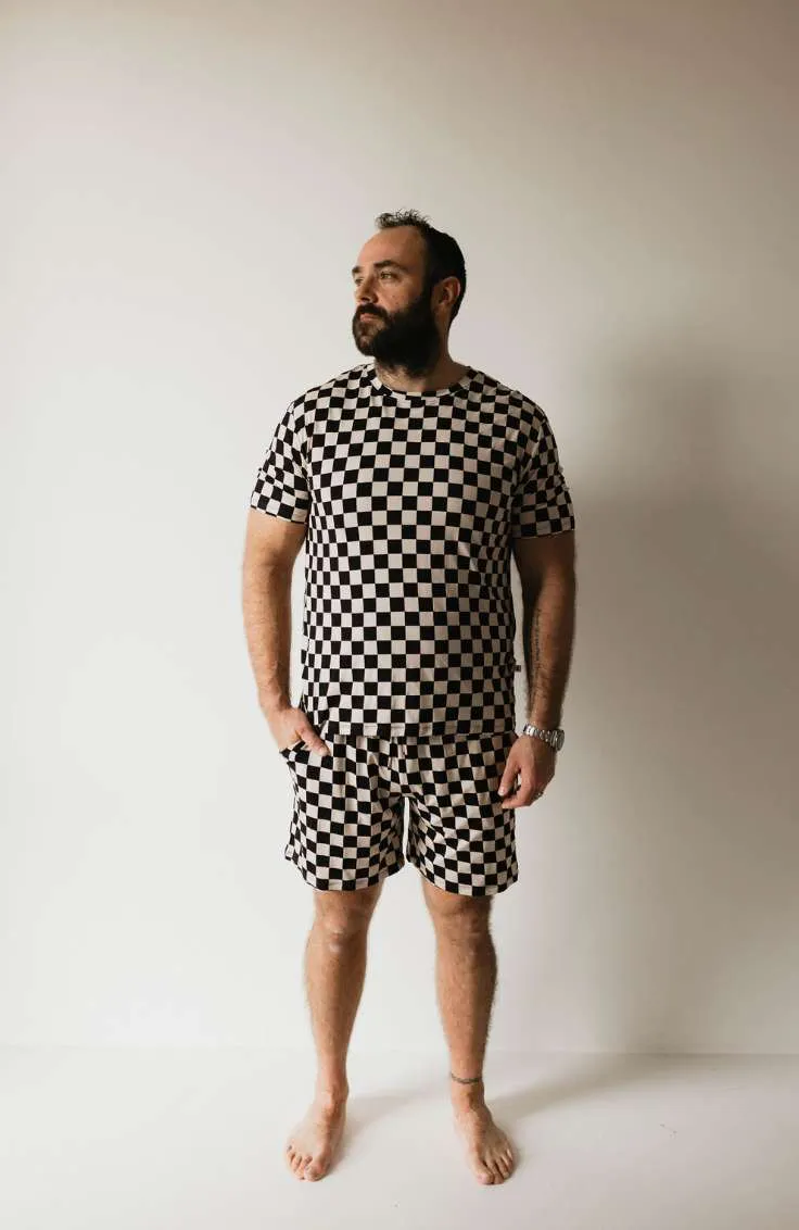 Black Checkerboard | Adult Bamboo Short Pajamas