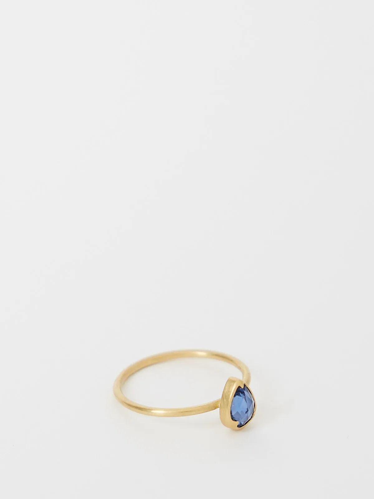 Blue Pear Rose Cut Sapphire Ring