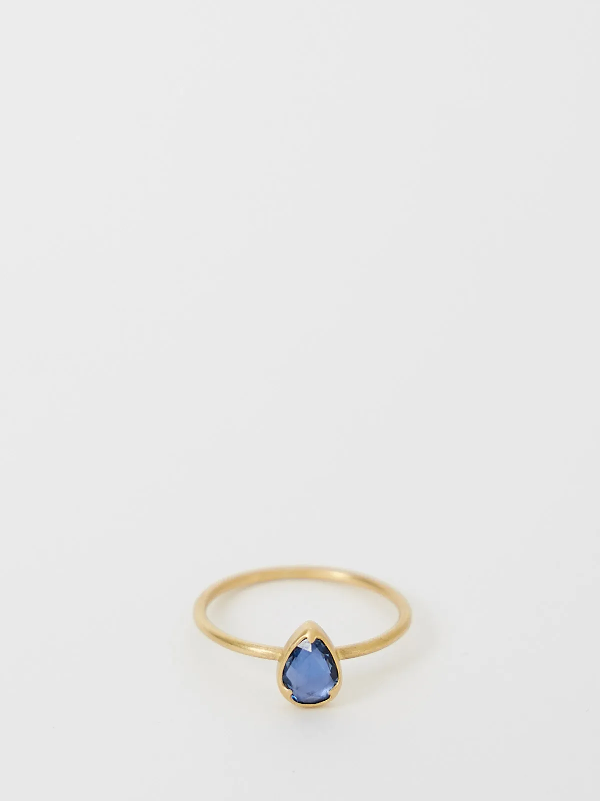 Blue Pear Rose Cut Sapphire Ring