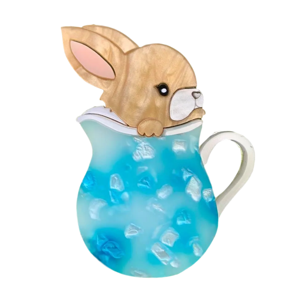 Blue Rabbit Milk Jug - Brooch