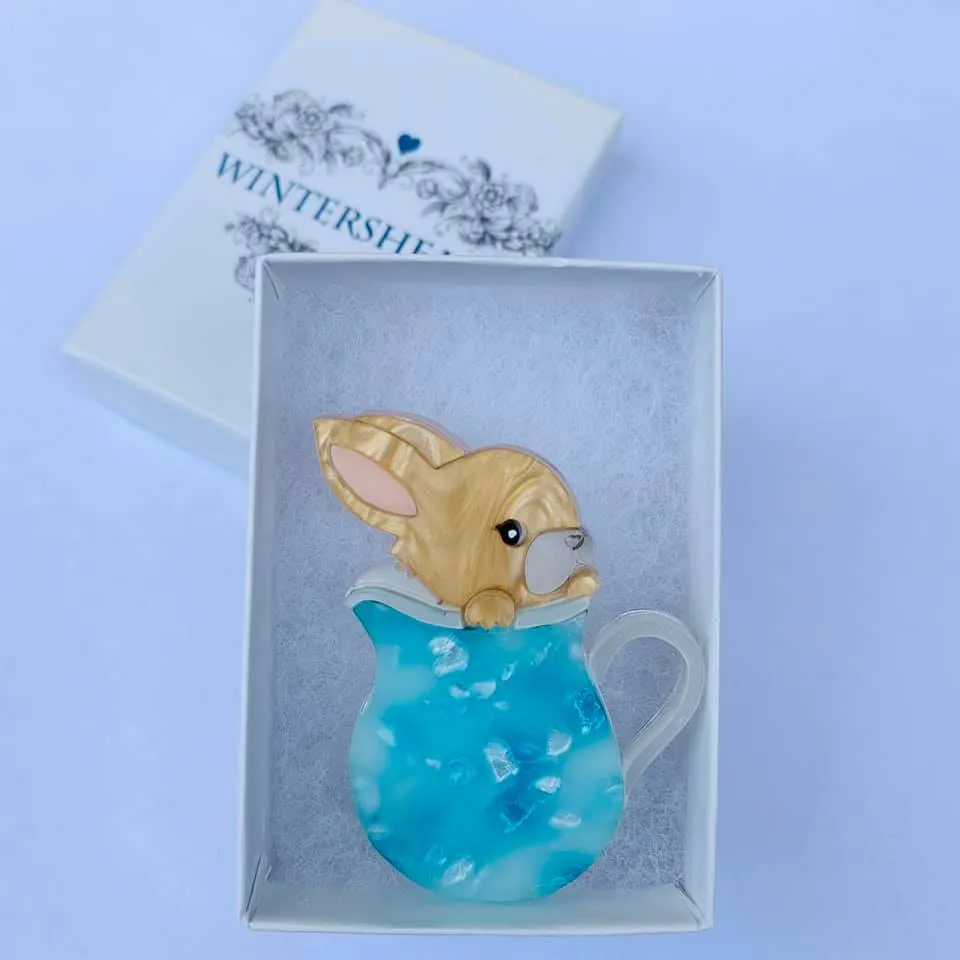 Blue Rabbit Milk Jug - Brooch