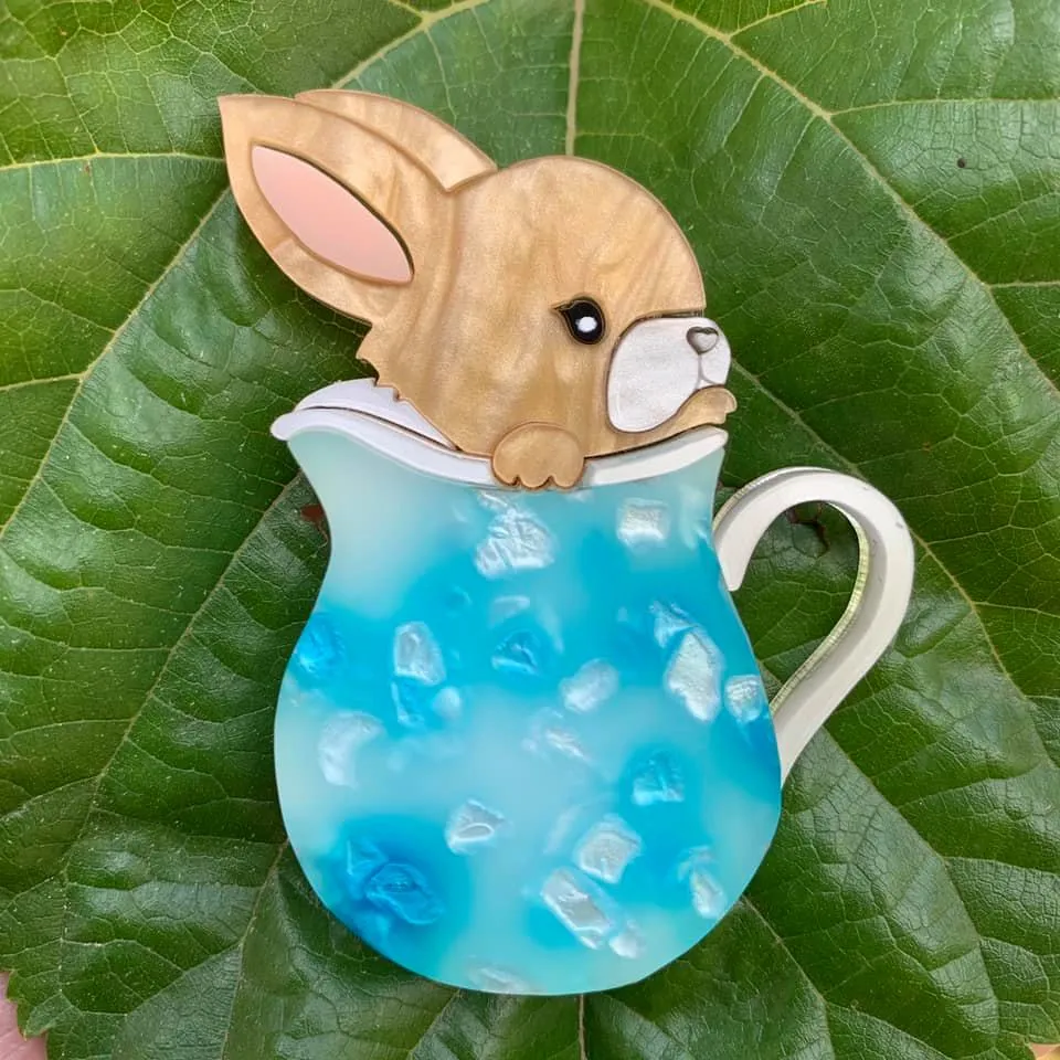 Blue Rabbit Milk Jug - Brooch