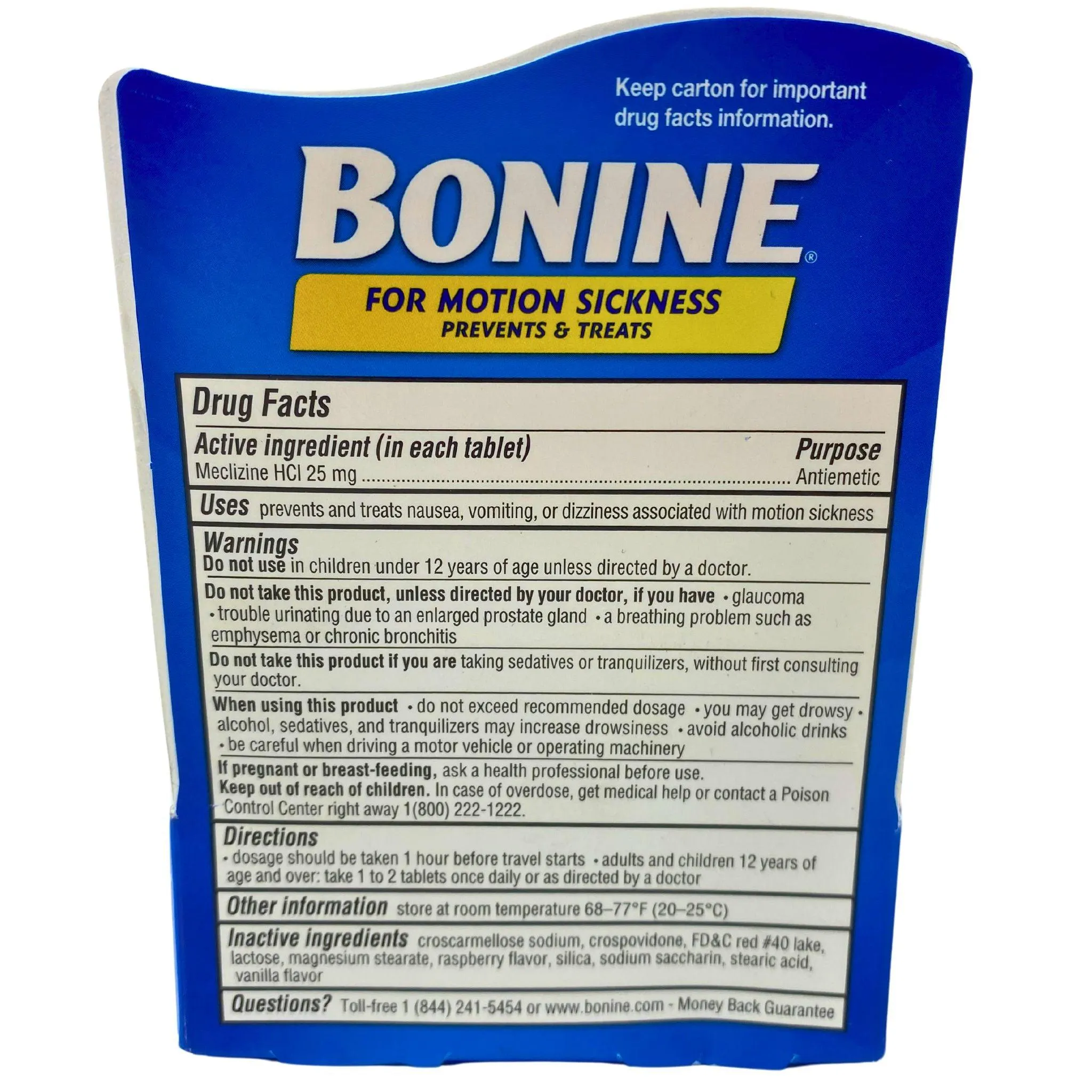 Bonine for Motion Sickness Prevents & Treats Nausea , Dizziness And Vomiting Chewable Tablets (50 Pcs Lot)