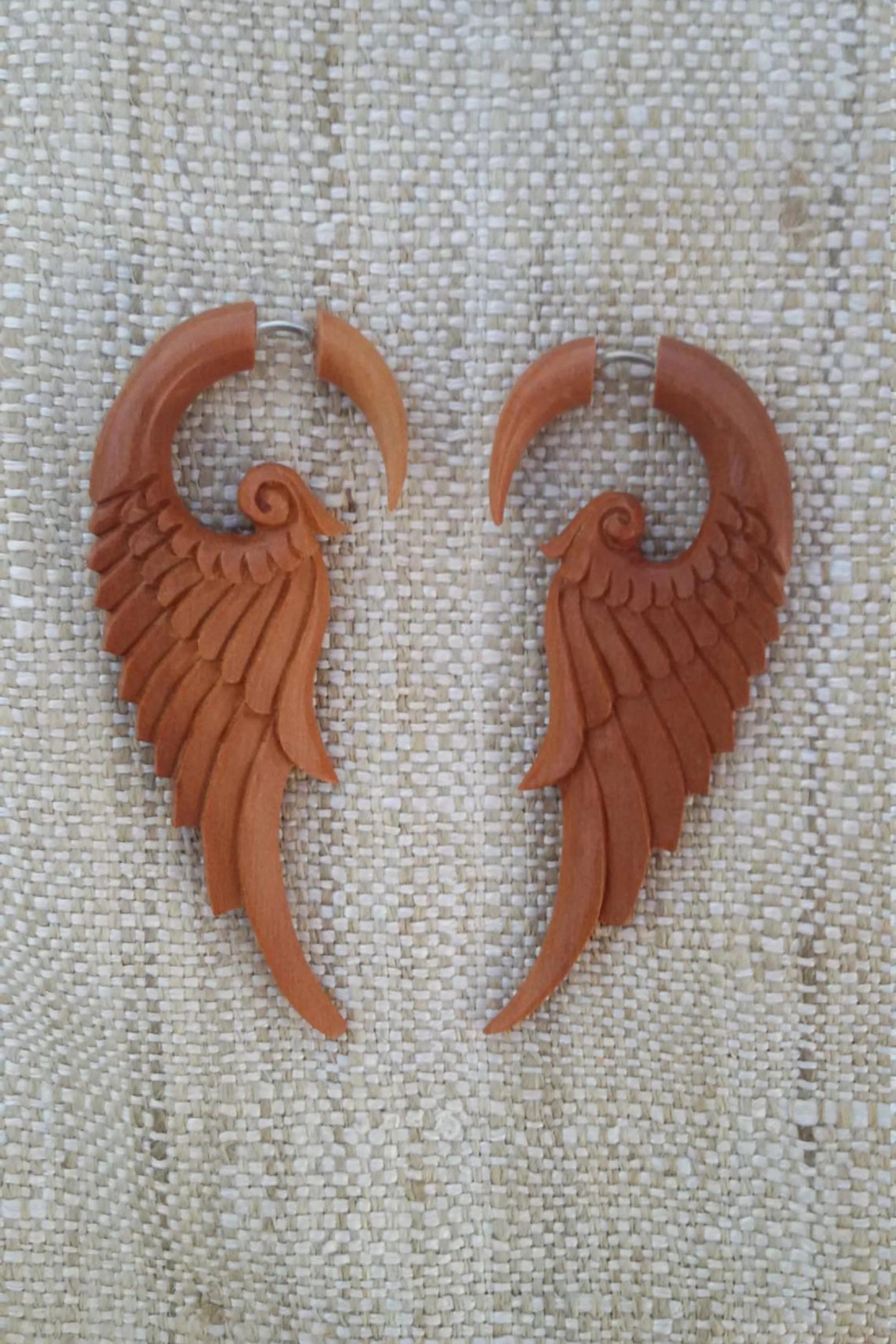 Carved Wood ๑ Wings Earrings ๑