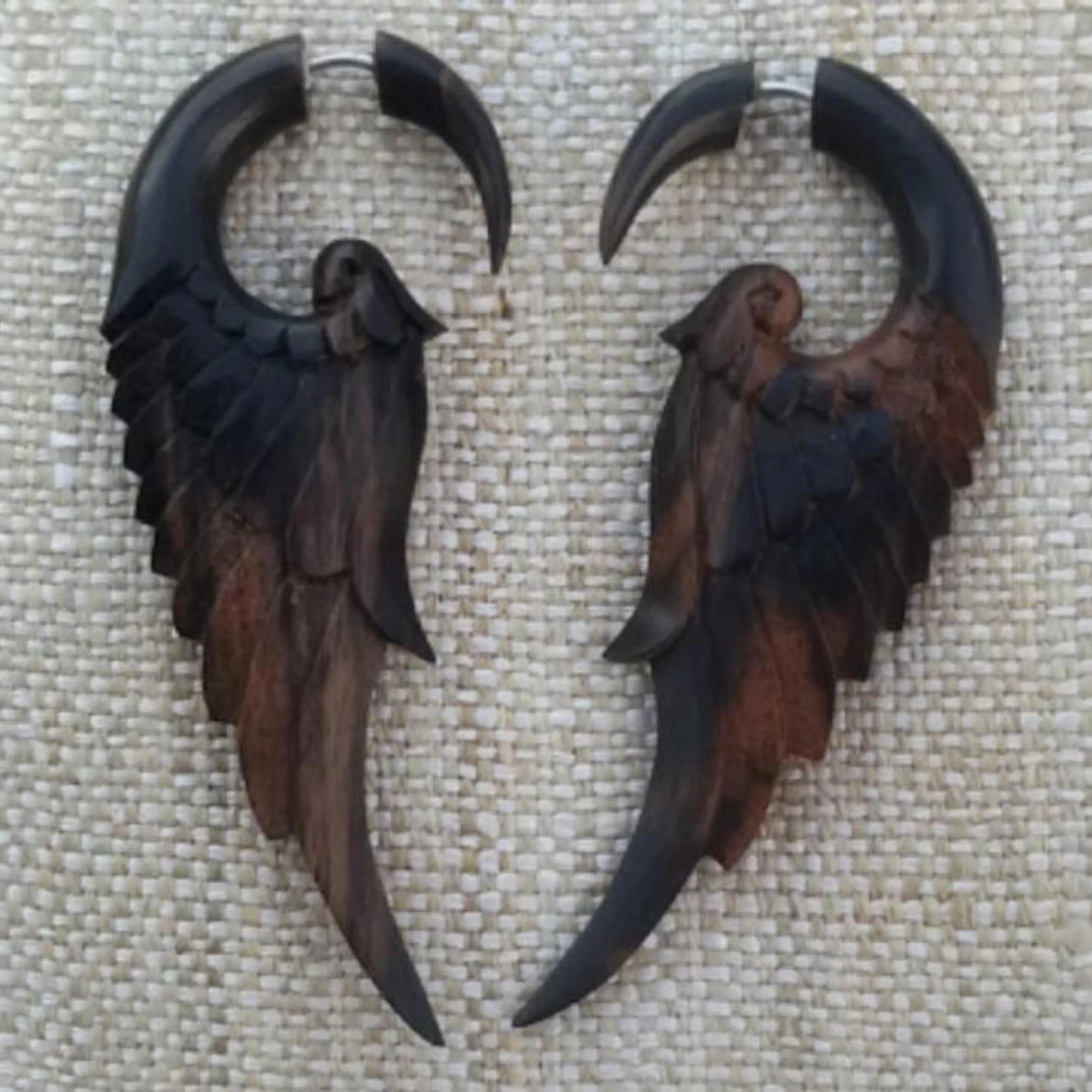 Carved Wood ๑ Wings Earrings ๑