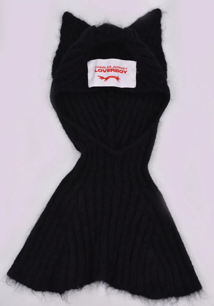 CHARLES JEFFREY LOVERBOY 31130501 UNISEX KNITTED EARS BALACLAVA BLACK