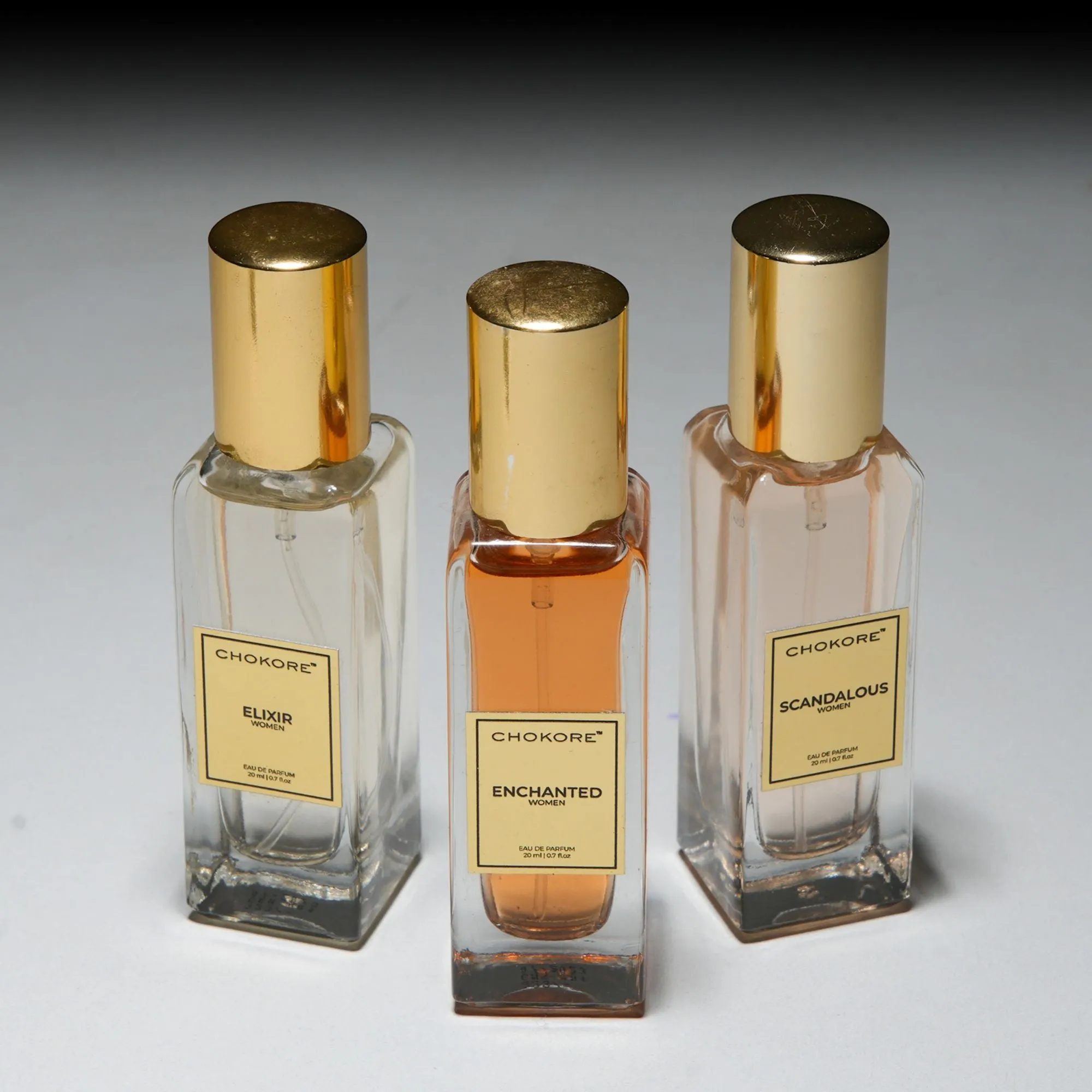 Chokore Perfume Combo Pack of 3 Only For Women (Enchanted, Elixir, & Scandalous) | 3 x 20 ml