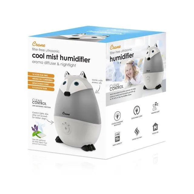 Crane Adorable Cool Mist Humidifier Mini Fox w/ Vapor Tray - 0.5 Gal.