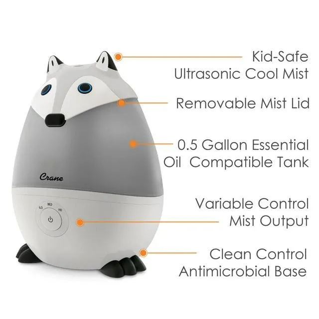 Crane Adorable Cool Mist Humidifier Mini Fox w/ Vapor Tray - 0.5 Gal.