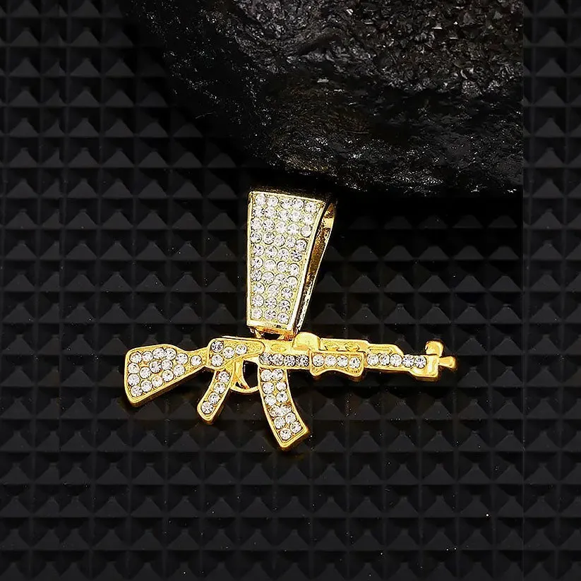 Crystal Rhinestone Gun Pendant