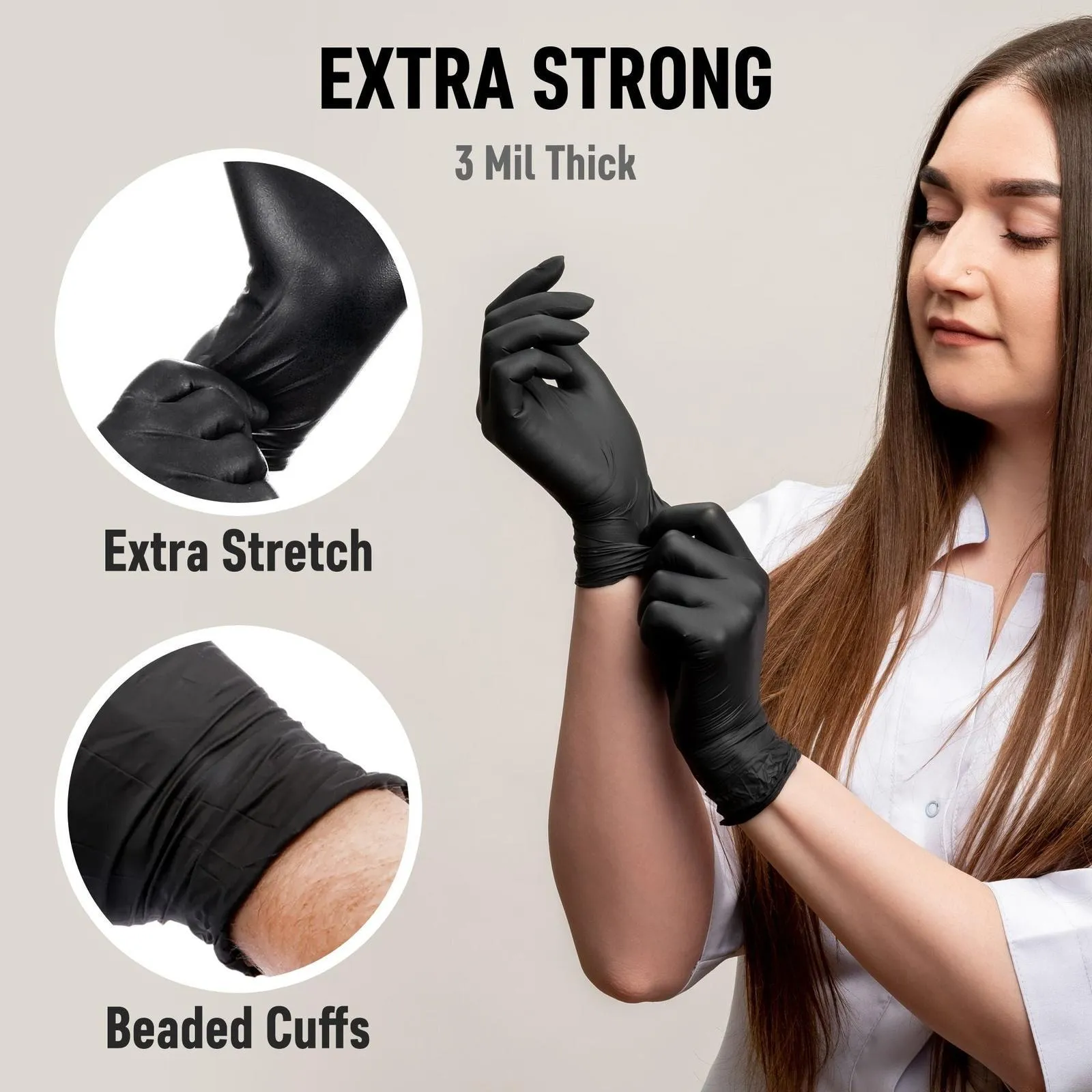 DRE Health Black Nitrile Gloves - Powder Free