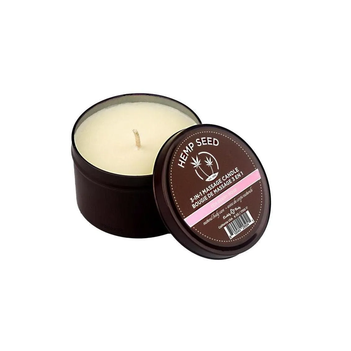 Earthly Body Hemp Seed 3 In 1 Massage Candle Zen Berry Rose 6 oz