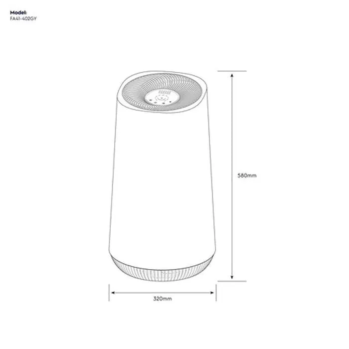 Electrolux FA41-402GY Air Purifier 570 Sq Ft Light Grey