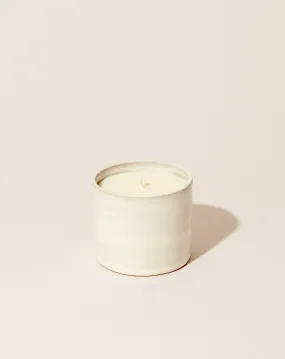 Essential Oil Off White Ceramic Candle: Basil & Bergamot