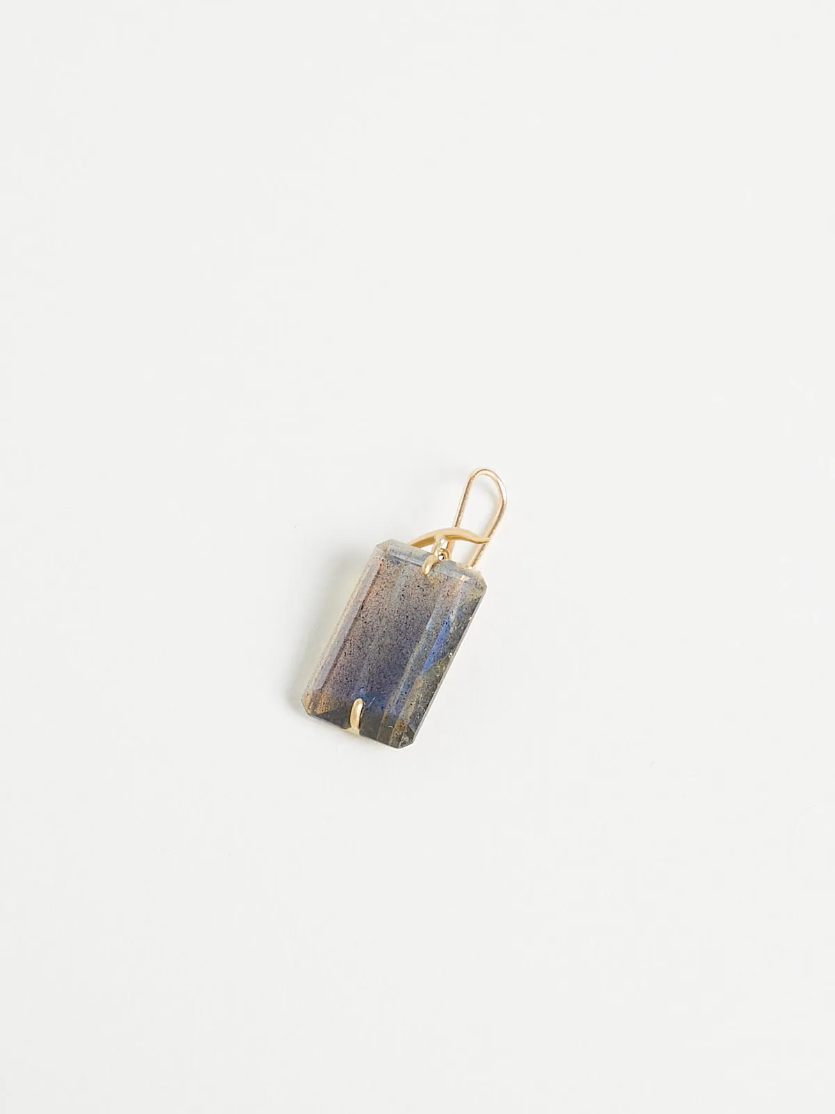 Faceted Rectangular Labradorite Earrings in 18k Yellow Gold