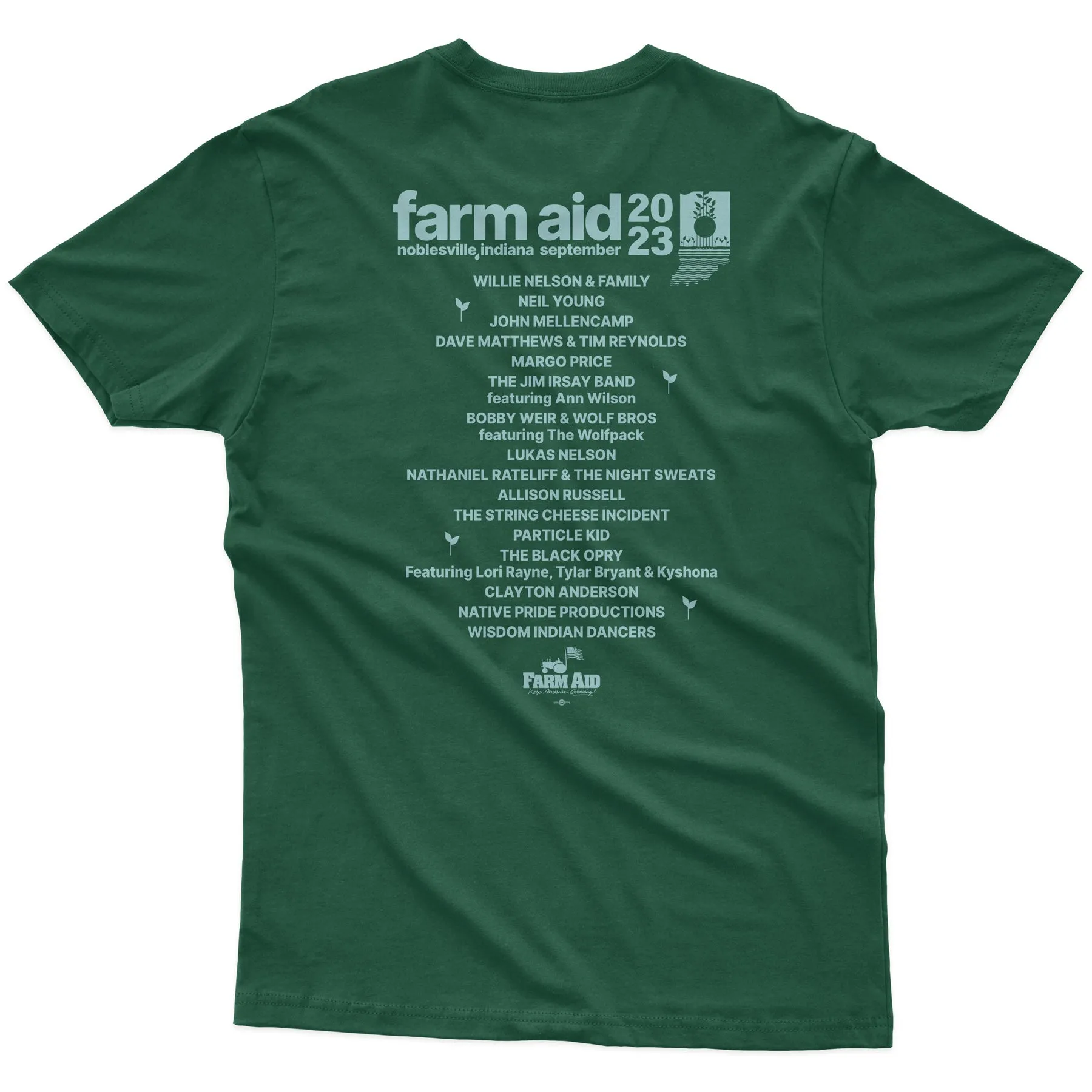 Farm Aid 2023 Waterways Unisex Tee – Green