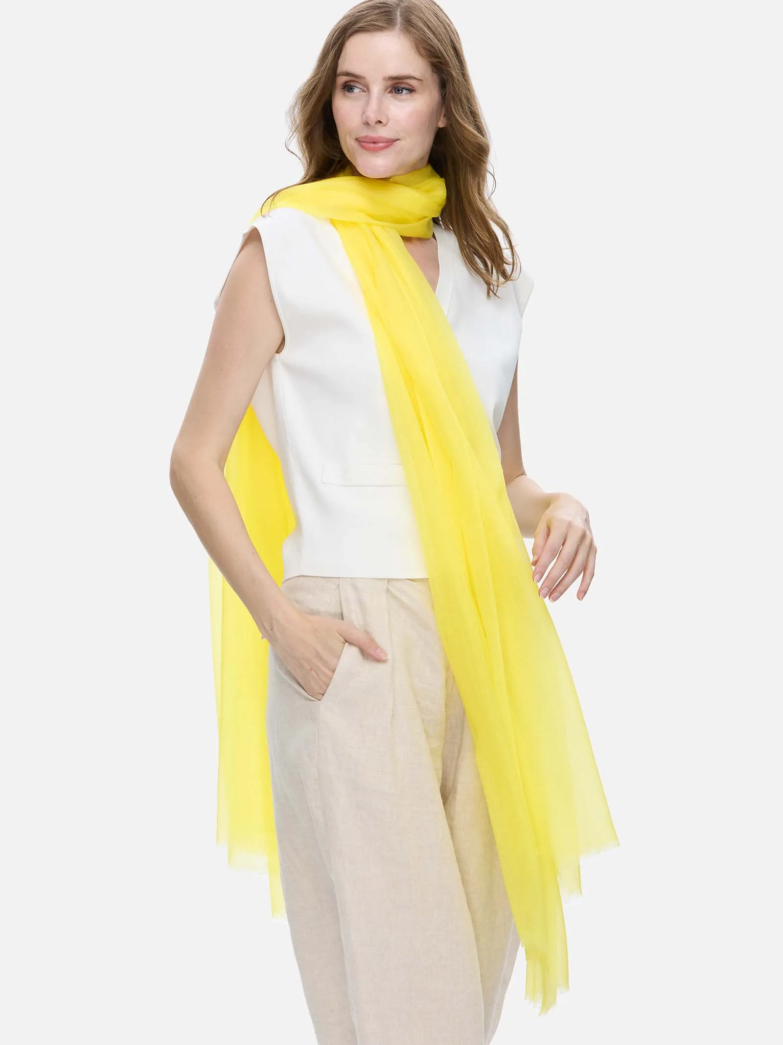 Featherlight Lemon Cashmere Scarf