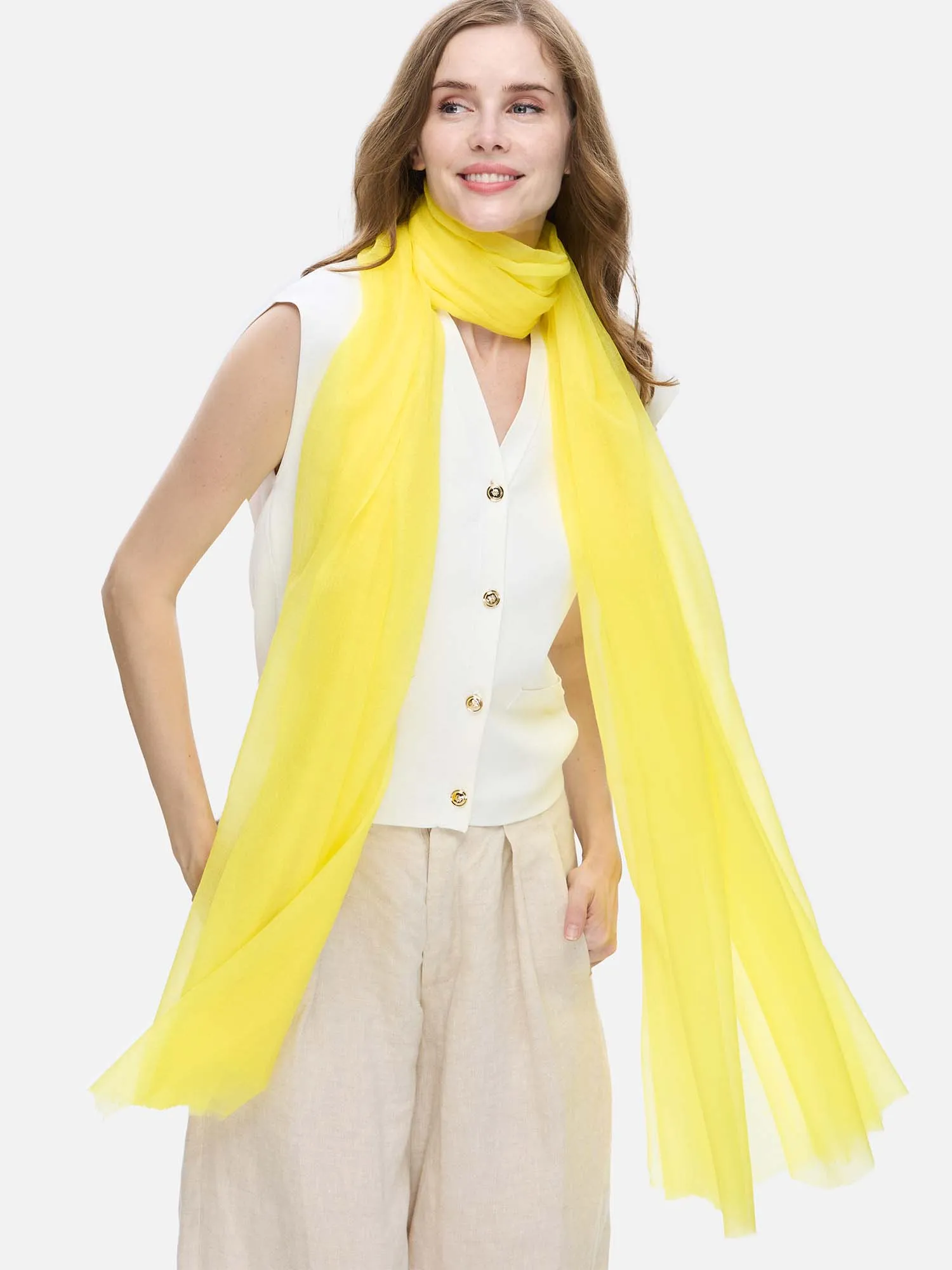 Featherlight Lemon Cashmere Scarf